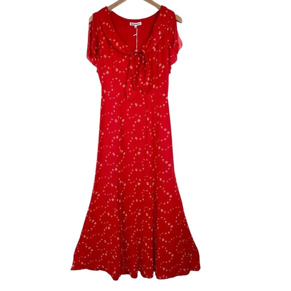 NWT Reformation  Talleen Floral Tie-Neck Midi-Dress - Picture 9 of 12